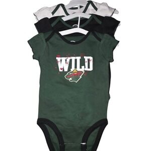 NHL Minnesota Wild Girls Infant 3-Pack Bodysuits Green Black White 18M